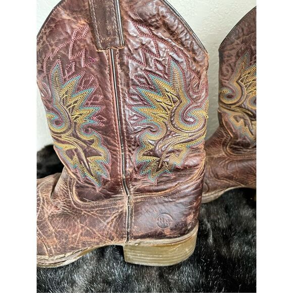 Double H Roper Work Cowboy Boots Leather Western Brown Square Toe Mens 11 11 D - Picture 9 of 12